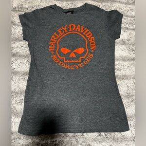 Harley-Davidson Dark Gray Tee with Bold Orange Print